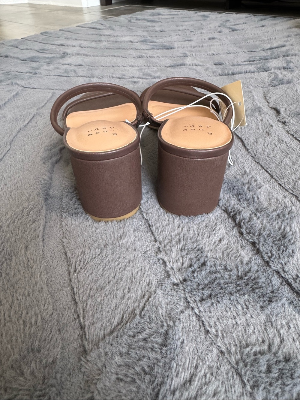 NWT - a new day Brown Double-Strap Square-Toe Block Heel Sandals - Picture 3 of 4